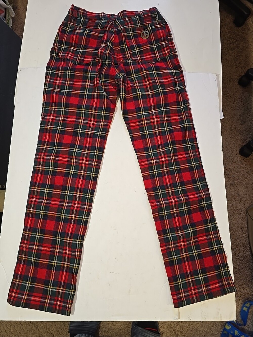 Vintage Moschino Tartan Red Plaid Wool Pants Size 29 - Picture 10 of 12